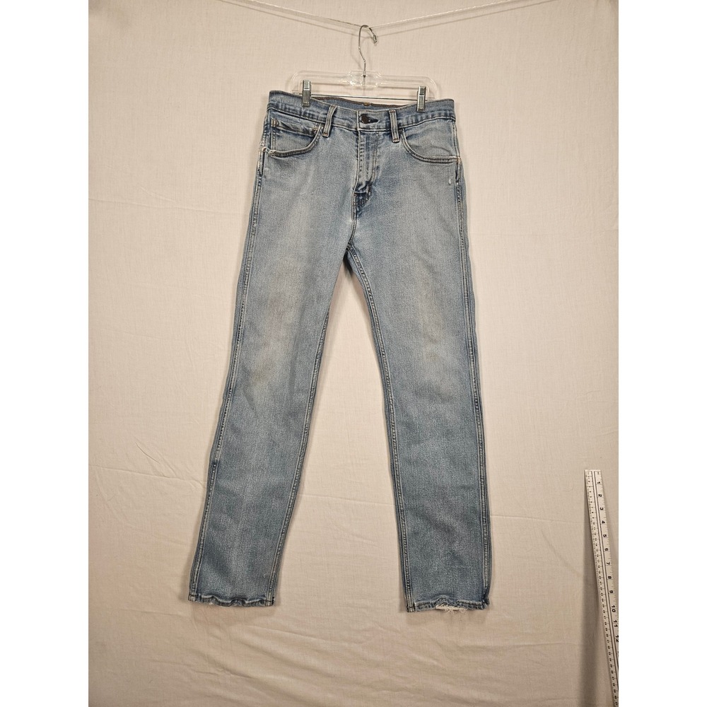 Levis 511 Slim Fit Workwear Jeans Light Wash Distressed Denim 31x32 Thrashed